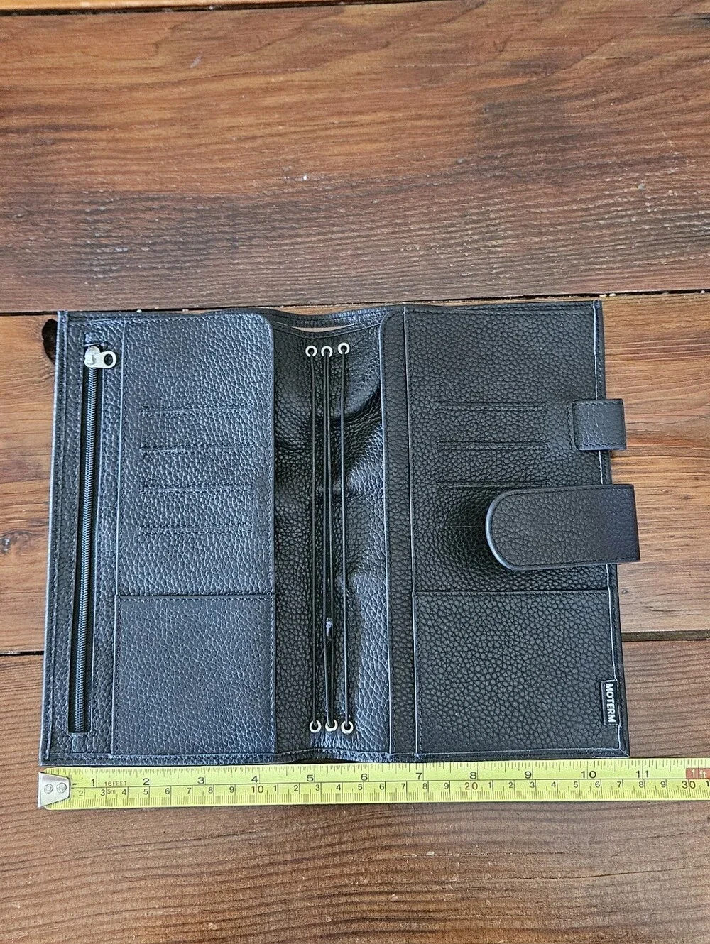 Moterm Black Pebbled Leather Organizer Cover with Snap Closure